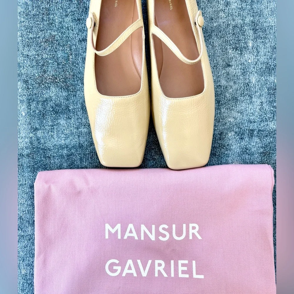 Mansur Gavriel Square Toe Mary Jane Flat in Jasmine + Free tote bag - Picture 7 of 9
